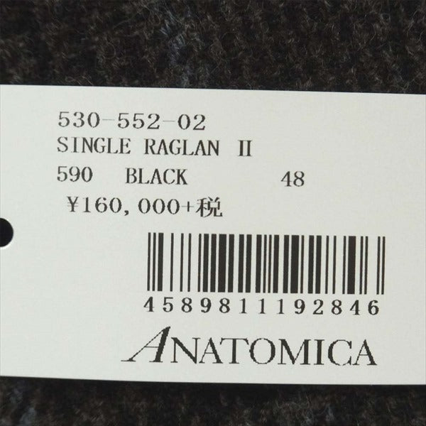 アナトミカ 20AW 530-522-02 SINGLE RAGLAN 2 S-P GABARDINE リバーシブル シングル ラグラン コート ブラック系 48【新古品】【未使用】【中古】
