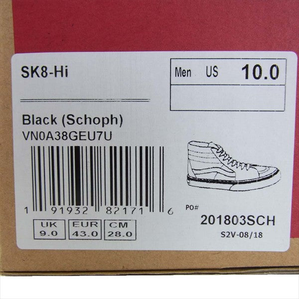 VANS バンズ VN0A38GEU7U SCHOPH SK8-HI ヴァンズ スケートハイ スニーカー 黒系【新古品】【未使用】【中古】