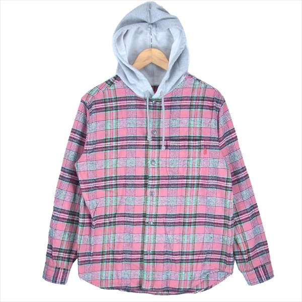 Supreme シュプリーム 18SS Hooded Plaid Flannel Shirt フランネル シャツ パーカー ピンク系 S【中古】