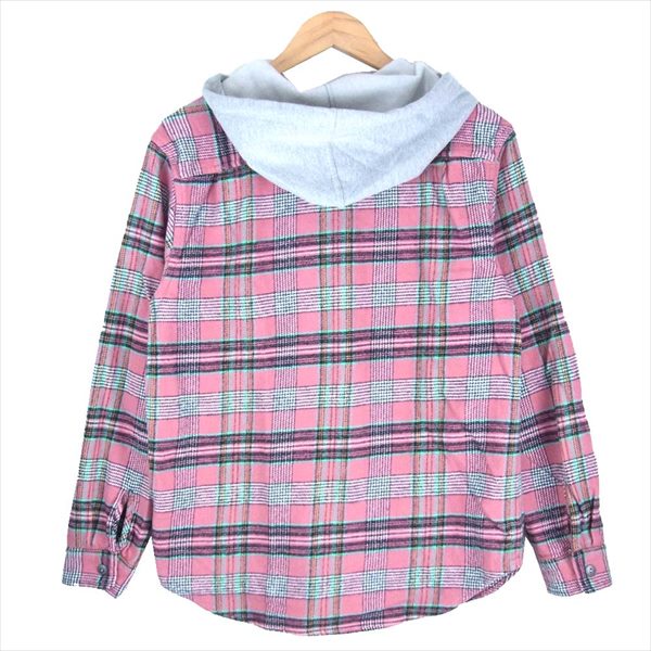 Supreme シュプリーム 18SS Hooded Plaid Flannel Shirt フランネル シャツ パーカー ピンク系 S【中古】