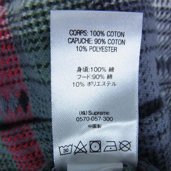 Supreme シュプリーム 18AW Hooded Jacquard Flannel Shirt フランネル シャツ パーカー グレー系 S【中古】