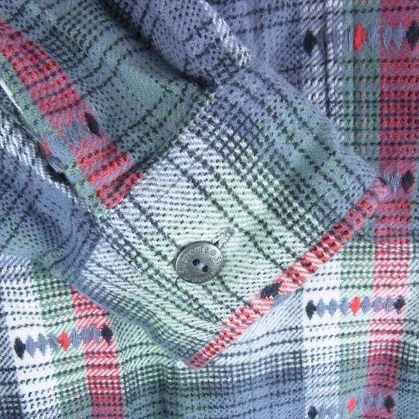 Supreme シュプリーム 18AW Hooded Jacquard Flannel Shirt フランネル シャツ パーカー グレー系 S【中古】