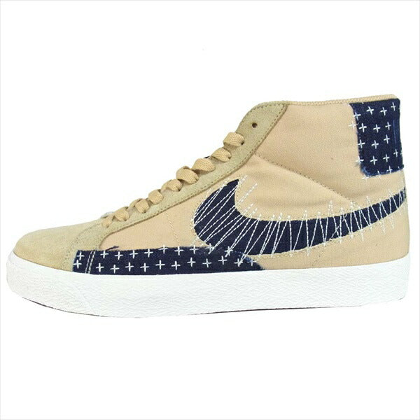 NIKE ナイキ CT0715-200 SB ZOOM BLAZER MID PRM 刺繍 スニーカー Sesame/MysticNavy-Sail US9.5【新古品】【未使用】【中古】