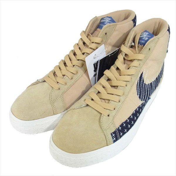 NIKE ナイキ CT0715-200 SB ZOOM BLAZER MID PRM 刺繍 スニーカー Sesame/MysticNavy-Sail US9.5【新古品】【未使用】【中古】