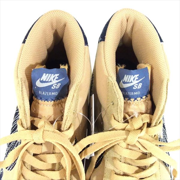 NIKE ナイキ CT0715-200 SB ZOOM BLAZER MID PRM 刺繍 スニーカー Sesame/MysticNavy-Sail US9.5【新古品】【未使用】【中古】