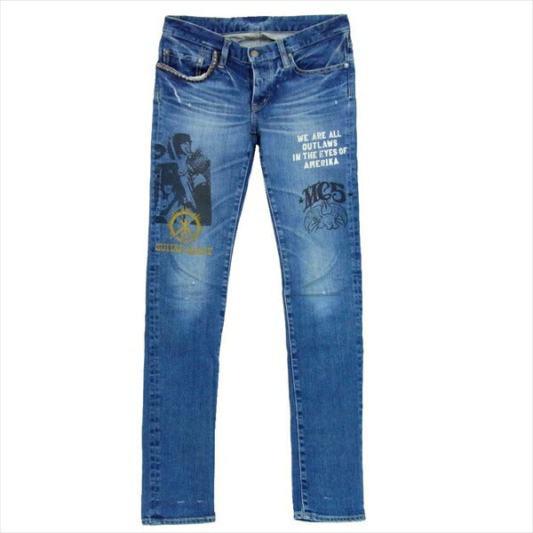 HYSTERIC GLAMOUR ヒステリックグラマー 0131AP05 SP加工 MC5 GUITAR ARMY デニム パンツ レディース インディゴブルー系 XS【中古】