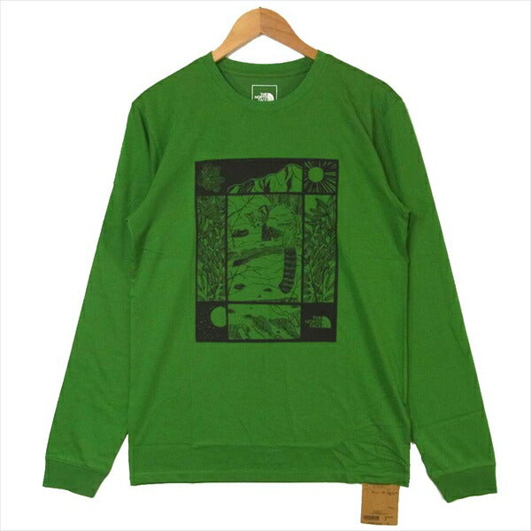 THE NORTH FACE ノースフェイス NT02032R L/S HIMALAYAN SOURCE TEE Tシャツ グリーン系 USA S【新古品】【未使用】【中古】