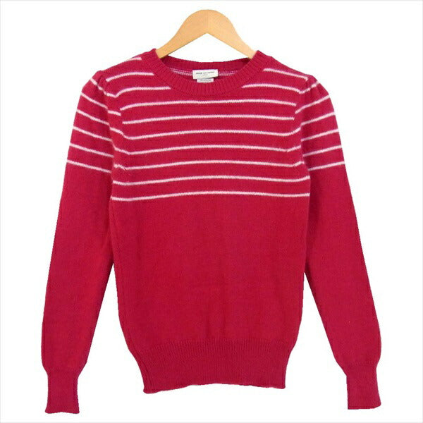 DRIES VAN NOTEN ドリスヴァンノッテン アンゴラ ウール アルパカ ボーダー レディース ニット ピンク系 S【中古】