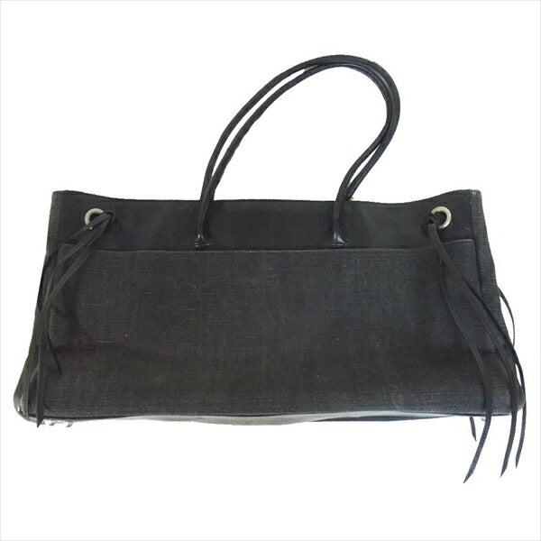 Y's ワイズ ヨウジヤマモト Yohji Yamamoto レザー×キャンバス トート レディース トートバッグ ブラック系【中古】