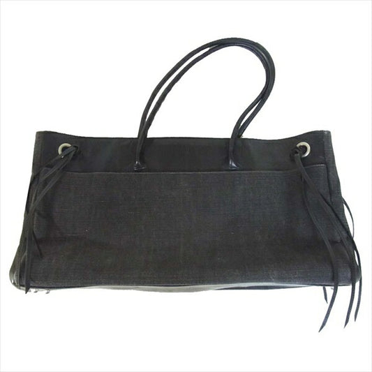 Y's ワイズ ヨウジヤマモト Yohji Yamamoto レザー×キャンバス トート レディース トートバッグ ブラック系【中古】