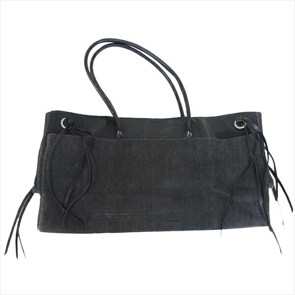 Y's ワイズ ヨウジヤマモト Yohji Yamamoto レザー×キャンバス トート レディース トートバッグ ブラック系【中古】