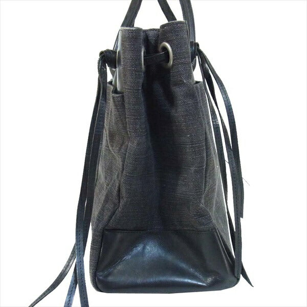 Y's ワイズ ヨウジヤマモト Yohji Yamamoto レザー×キャンバス トート レディース トートバッグ ブラック系【中古】