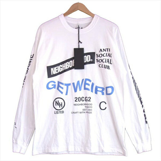 NEIGHBORHOOD ネイバーフッド × ANTI SOCIAL SOCIAL CLUB アンチソーシャルソーシャルクラブ 20SS ASSC-2 / C-TEE . LS ダブルネーム ロゴ ロンT 長袖 Tシャツ ホワイト系 L【極上美品】【中古】
