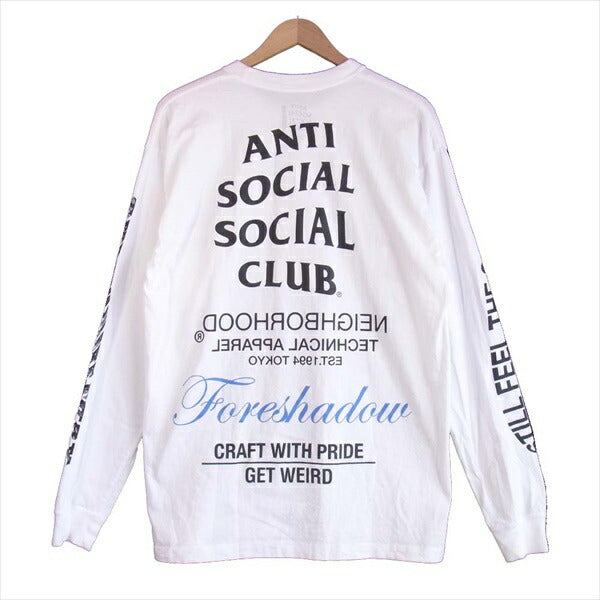 NEIGHBORHOOD ネイバーフッド × ANTI SOCIAL SOCIAL CLUB アンチソーシャルソーシャルクラブ 20SS ASSC-2 / C-TEE . LS ダブルネーム ロゴ ロンT 長袖 Tシャツ ホワイト系 L【極上美品】【中古】