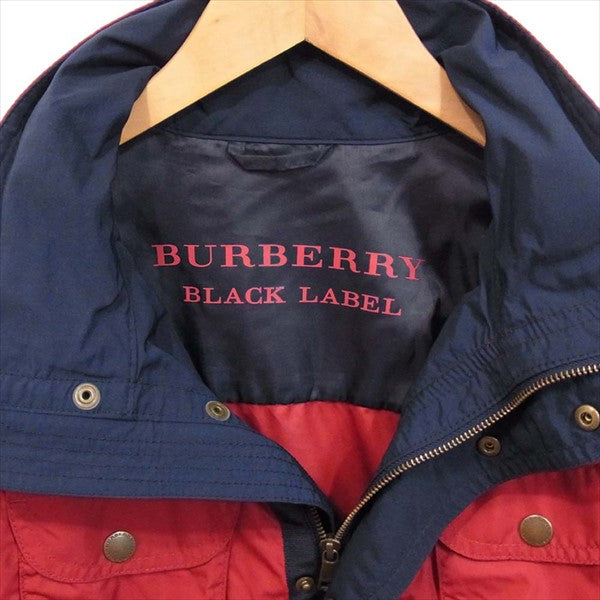 BURBERRY BLACK LABEL バーバリーブラックレーベル ジップフライ フード付 ジャケット ワインレッド系 L【中古】