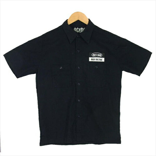 HYSTERIC GLAMOUR ヒステリックグラマー AC/DC プリント ワッペン ワークシャツ 半袖シャツ 黒系 サイズ表記無【中古】