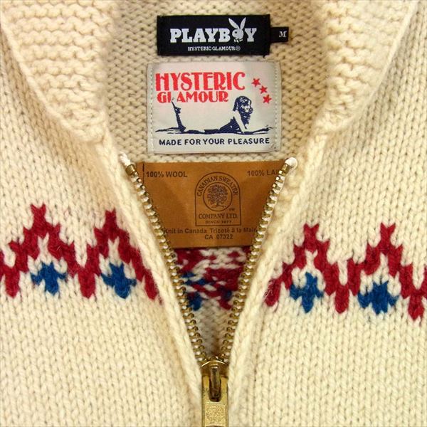 HYSTERIC GLAMOUR ヒステリックグラマー PLAY BOY プレイボーイ 1243ND01 カウチン ニット カウチンニット ベージュ系 M【中古】