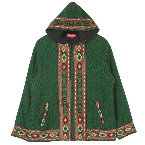 Supreme シュプリーム 20SS Woven Hooded Jacket ジップアップ パーカー 中国製 ロゴ コットン ジャケット グリーン系 S【中古】