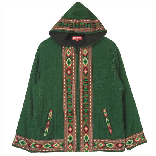 Supreme シュプリーム 20SS Woven Hooded Jacket ジップアップ パーカー 中国製 ロゴ コットン ジャケット グリーン系 S【中古】