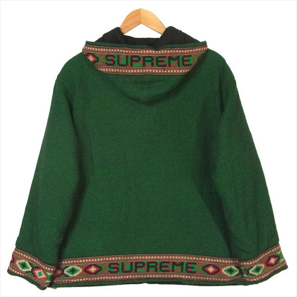 Supreme シュプリーム 20SS Woven Hooded Jacket ジップアップ パーカー 中国製 ロゴ コットン ジャケット グリーン系 S【中古】