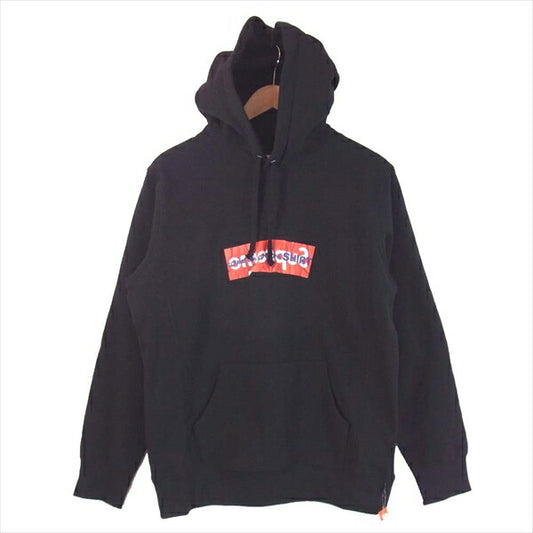 Supreme シュプリーム コムデギャルソンシャツ COMME des GARCONS SHIRT 17SS ボックスロゴ フーデッド スウェットトレーナー 黒 M【美品】【中古】