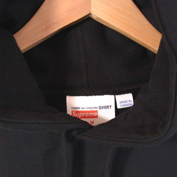 Supreme シュプリーム コムデギャルソンシャツ COMME des GARCONS SHIRT 17SS ボックスロゴ フーデッド スウェットトレーナー 黒 M【美品】【中古】