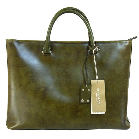 エルゴポック A4 06-BF-Z ワキシングレザー 牛革 ブリーフケース バッグ ビジネスバッグ グリーン系【美品】【中古】