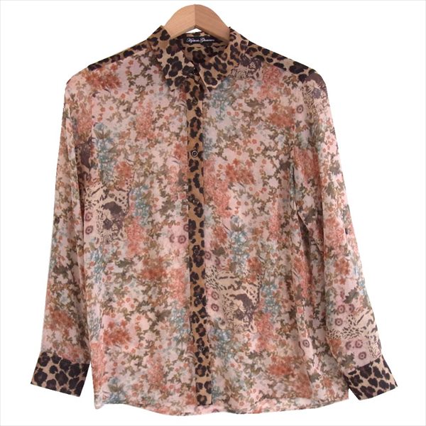 HYSTERIC GLAMOUR ヒステリックグラマー 0133AH03 マルチカラー レオパード フラワー 総柄 シースルー 長袖シャツ マルチカラー系 F【美品】【中古】