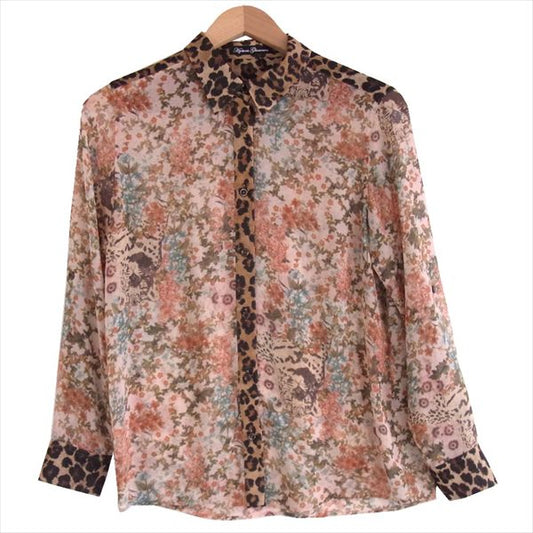 HYSTERIC GLAMOUR ヒステリックグラマー 0133AH03 マルチカラー レオパード フラワー 総柄 シースルー 長袖シャツ マルチカラー系 F【美品】【中古】