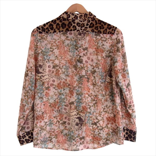 HYSTERIC GLAMOUR ヒステリックグラマー 0133AH03 マルチカラー レオパード フラワー 総柄 シースルー 長袖シャツ マルチカラー系 F【美品】【中古】