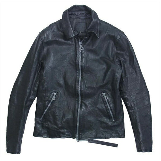 ISAMUKATAYAMA BACKLASH イサムカタヤマバックラッシュ 未使用 1254-16 イタリアン ダブル ショルダー 襟付き ライダース ジャケット ブラック系 M【極上美品】【中古】