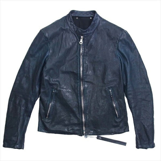 ISAMUKATAYAMA BACKLASH イサムカタヤマバックラッシュ 未使用 イタリアン ダブル ショルダー シングル ライダース 1254-01 ジャケット ダークネイビー系 M【極上美品】【中古】