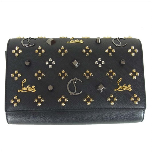 Christian Louboutin クリスチャンルブタン 1175018 Paloma Clutch パロマ チェーンウォレット クラッチ ショルダー バッグ 黒系【中古】