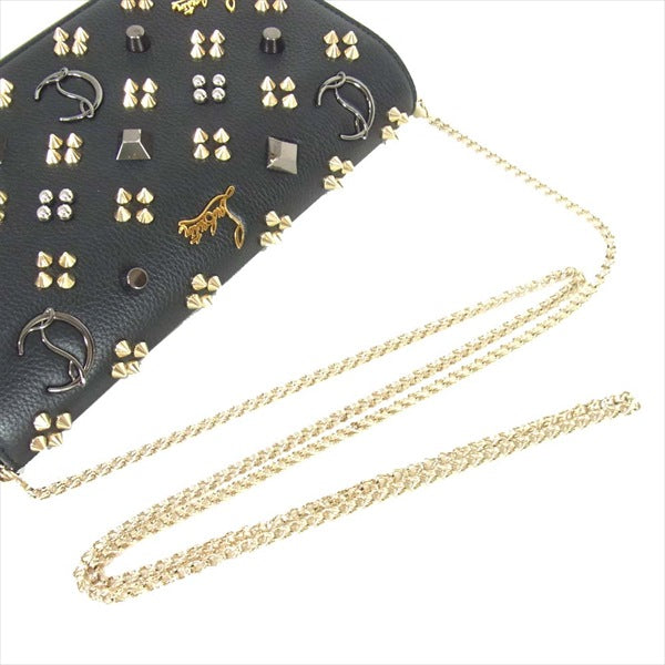 Christian Louboutin クリスチャンルブタン 1175018 Paloma Clutch パロマ チェーンウォレット クラッチ ショルダー バッグ 黒系【中古】