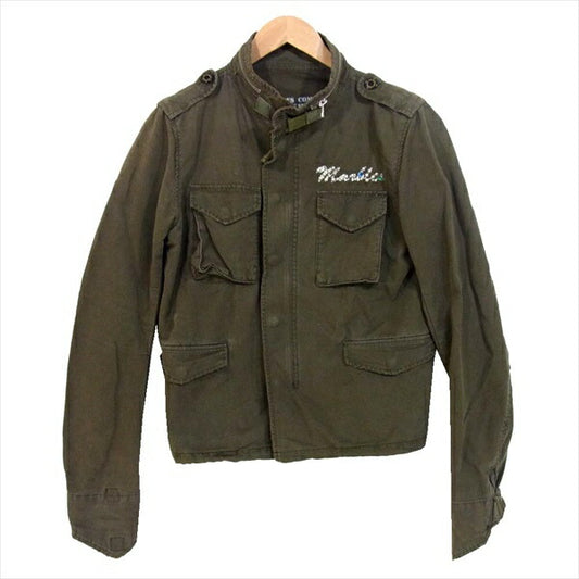 MARBLES マーブルズ スタッズ M-65 ミリタリー ジャケット ポケット ジップ カーキ(オリーブグリーン)系 S【中古】