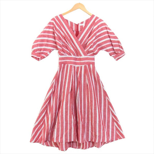 FRAY I.D フレイアイディー FWF0181172 リネン カシュクール ストライプ レディース ワンピース レッド系 1【中古】