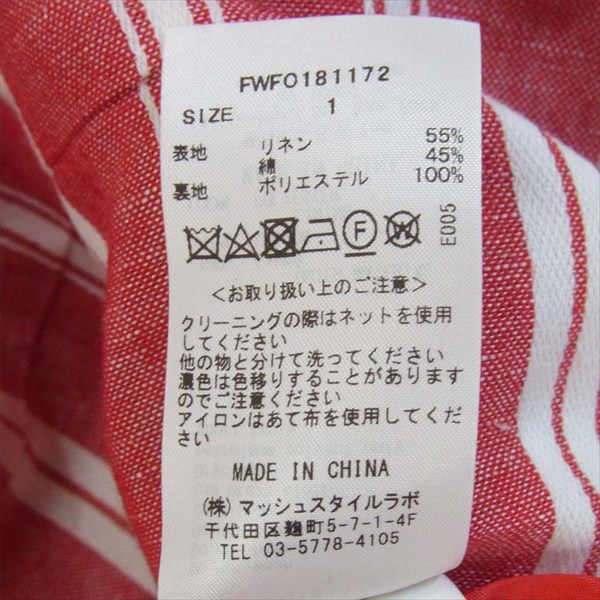 FRAY I.D フレイアイディー FWF0181172 リネン カシュクール ストライプ レディース ワンピース レッド系 1【中古】