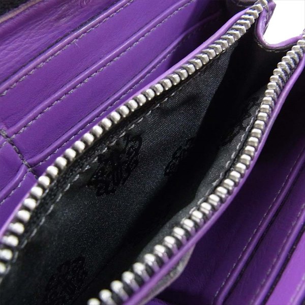 CHROME HEARTS クロムハーツ（原本無） REC F ZIP カモ柄 セメタリークロス レザー ラウンドジップ ウォレット 財布 ダークブラウン系【中古】