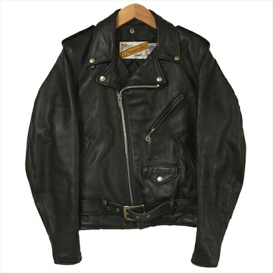 schott ショット 618 裏地キルティング レザー ダブル ライダース ジャケット ブラック系 34【中古】