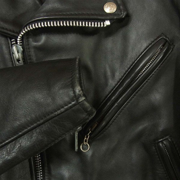 schott ショット 618 裏地キルティング レザー ダブル ライダース ジャケット ブラック系 34【中古】