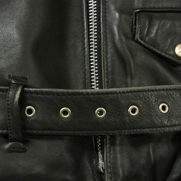 schott ショット 618 裏地キルティング レザー ダブル ライダース ジャケット ブラック系 34【中古】
