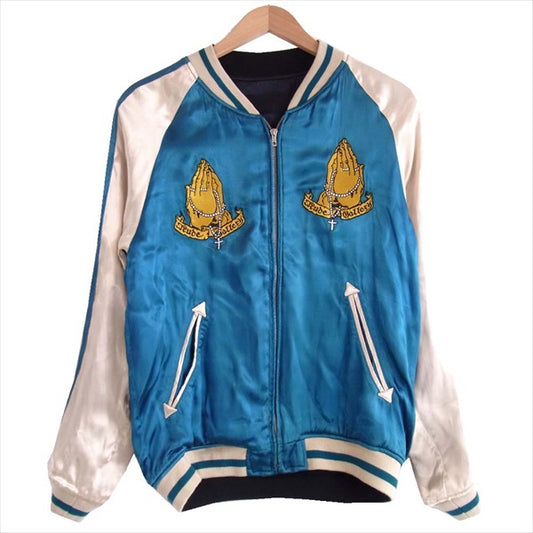 RUDE GALLERY ルードギャラリー マリア刺繍 リバーシブル レーヨン スーベニアジャケット スカジャン 青×黒【中古】