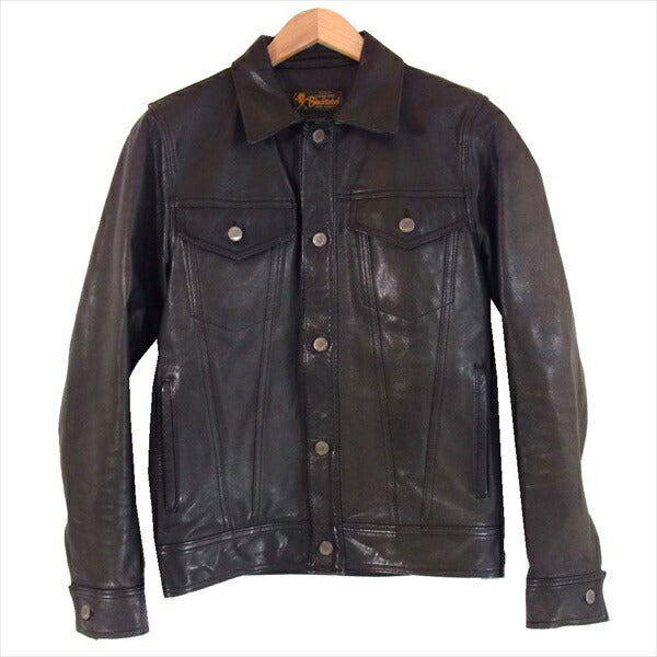 RUDE GALLERY ルードギャラリー GOAT SKIN ゴートスキン レザー ジャケット ボタン刻印 レザー ジャケット 黒系 M【中古】