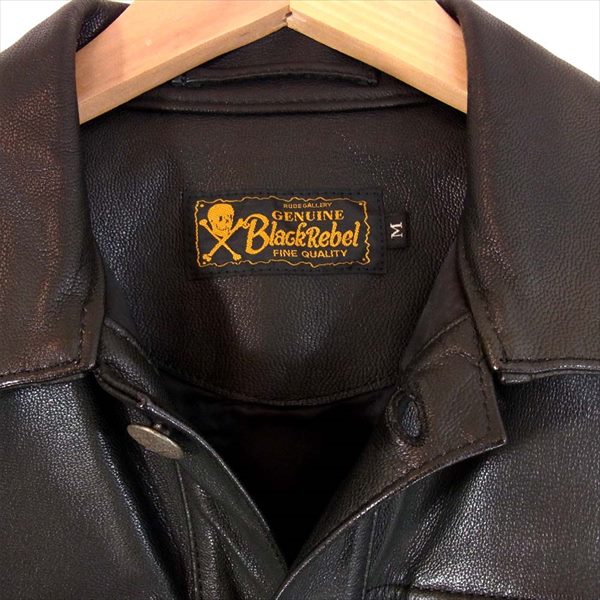 RUDE GALLERY ルードギャラリー GOAT SKIN ゴートスキン レザー ジャケット ボタン刻印 レザー ジャケット 黒系 M【中古】