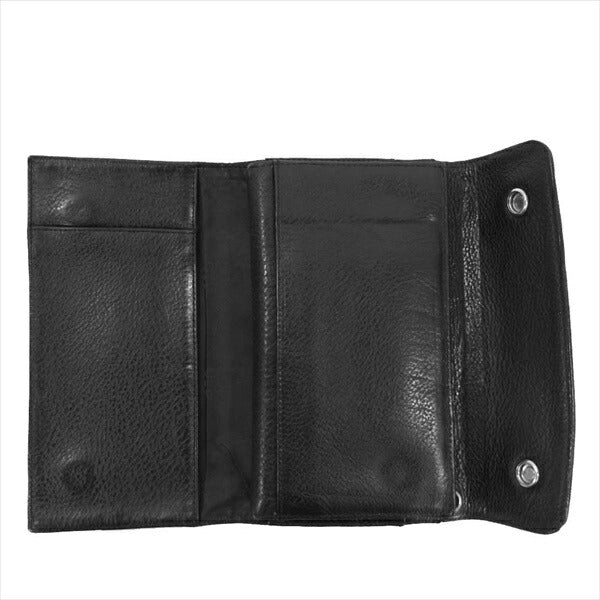 CHROME HEARTS クロムハーツ（原本有） 国内正規店原本付属 WAVE ウェーブ クロスボール ボタン ウォレット 長財布 財布 ブラック系【中古】