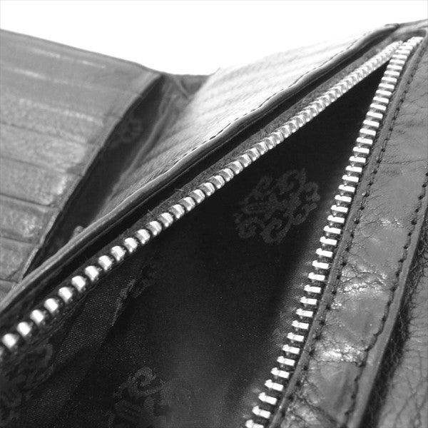 CHROME HEARTS クロムハーツ（原本有） 国内正規店原本付属 WAVE ウェーブ クロスボール ボタン ウォレット 長財布 財布 ブラック系【中古】