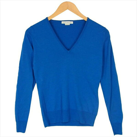JOHN SMEDLEY ジョンスメドレー Vネック 無地 薄手 イギリス製 セーター ニット ブルー系 S【中古】