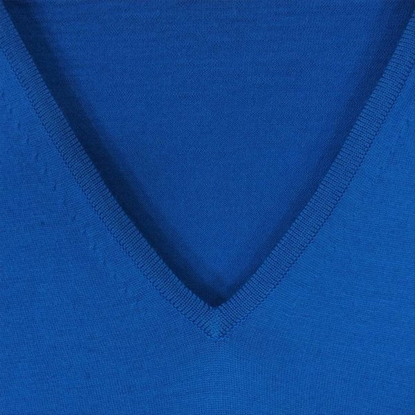 JOHN SMEDLEY ジョンスメドレー Vネック 無地 薄手 イギリス製 セーター ニット ブルー系 S【中古】