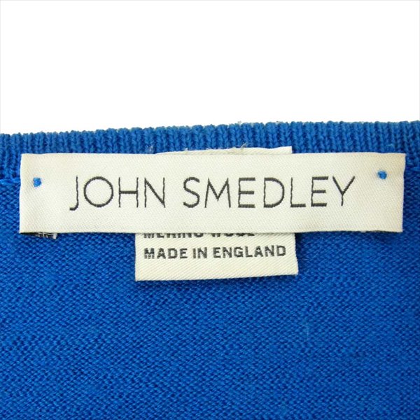 JOHN SMEDLEY ジョンスメドレー Vネック 無地 薄手 イギリス製 セーター ニット ブルー系 S【中古】