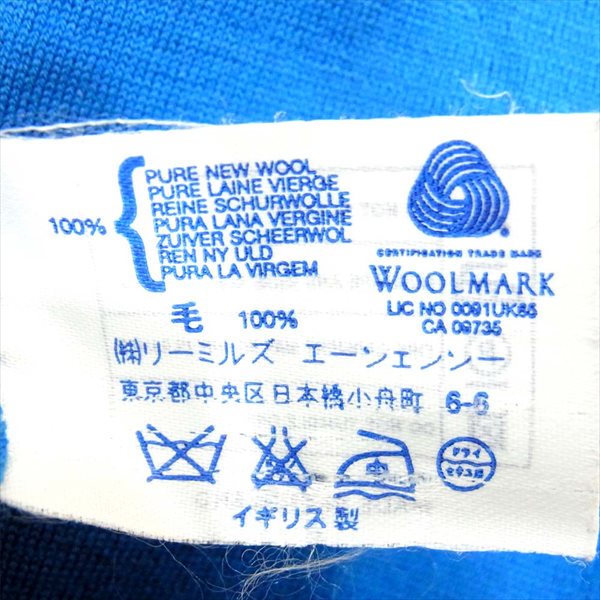 JOHN SMEDLEY ジョンスメドレー Vネック 無地 薄手 イギリス製 セーター ニット ブルー系 S【中古】